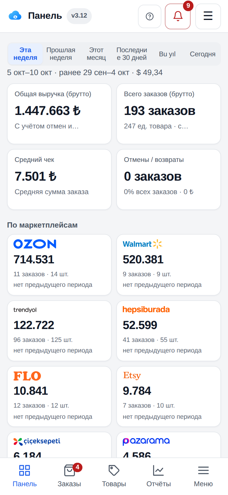 Панель на телефоне